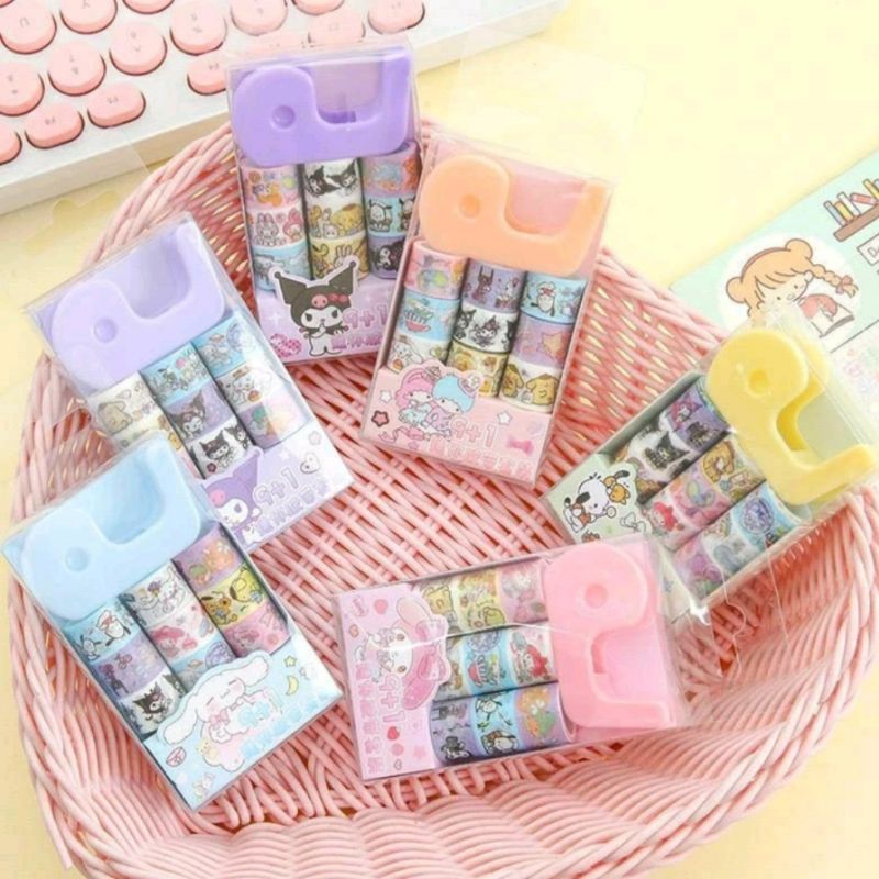 Isolasi karakter lucu sanrio washi tape sanrio lucu tape dispenser mini sanrio isolasi mini lucu iso