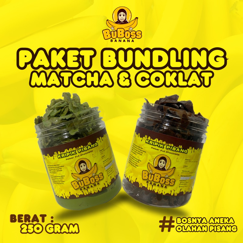 

Paket Bundling Kripik Pisang Lumer 250 Gram Matcha dan Coklat Buboss Banana