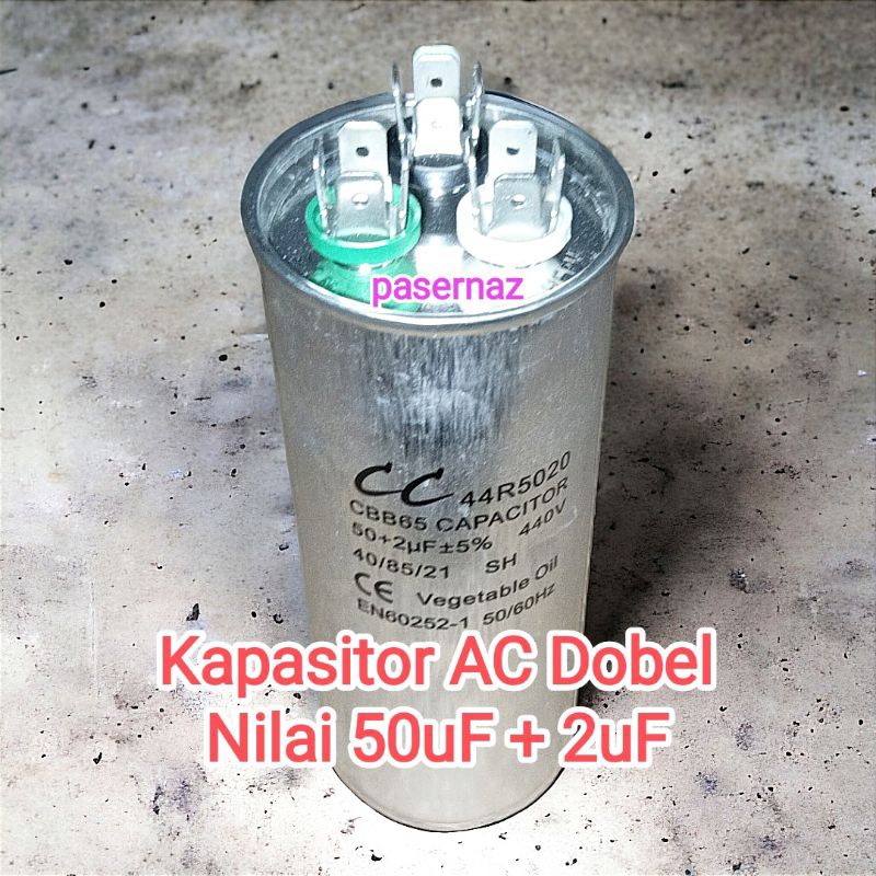 Kapasitor AC | Kapasitor 50 + 2 uF | Capasitor AC | Kapasitor Dobel | Capasitor AC Dobel | AC Kapasi