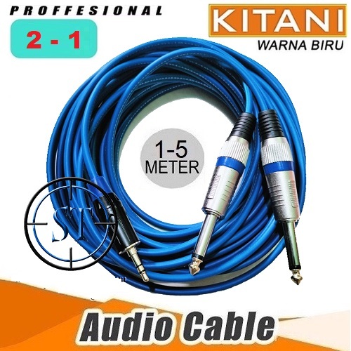 Kabel Audio Jack Mini Stereo 3.5mm to 2 Akai Mono 2-1 Cable Spiltter Aux Trs KITANI HP Mixer Panjang 1 Sampai 5 Meter