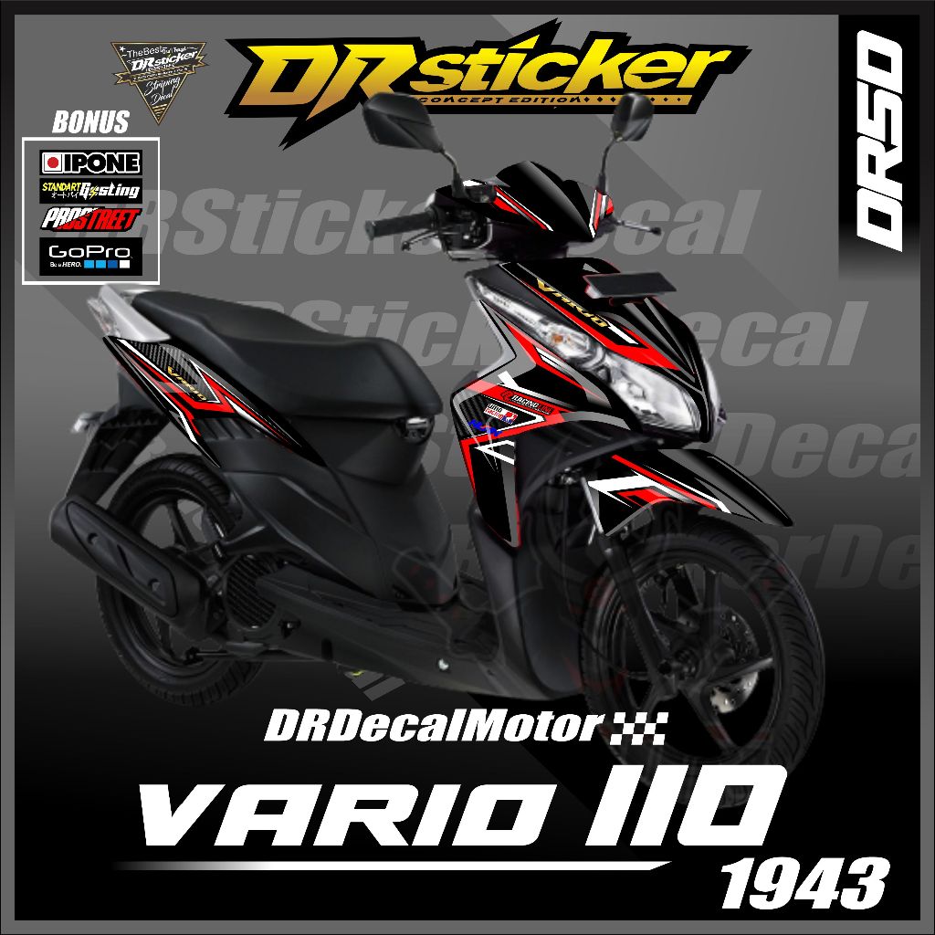 Decal Stiker VARIO 110 TECHNO KARBU 2009 - 2013 - Skotlet Motor Full Body Vario Techno 110 Desain Va