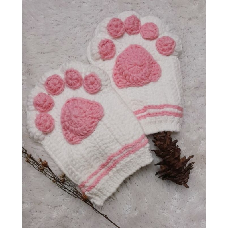 Cat Paw Gloves Crochet / Sarung tangan Rajut (Adult size)