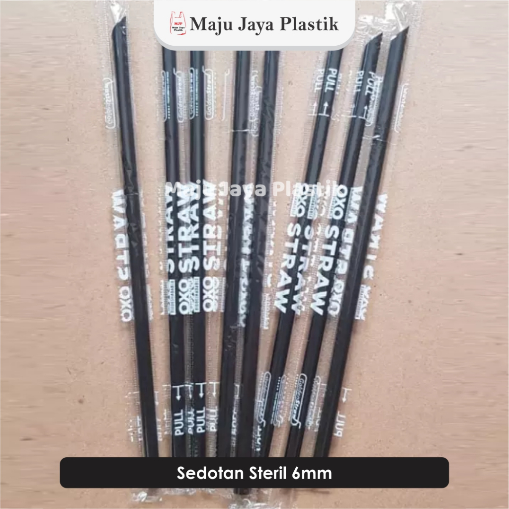 Sedotan Steril Plastik Bening Hitam 6mm 8mm 12mm sedotan hitam MURAH boba bobba golden straw oxo