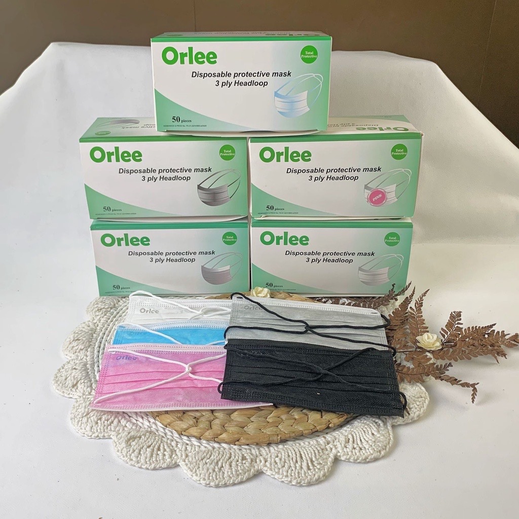 MASKER ORLEE HIJAB/HEADLOOP 3 PLY ISI 50 PCS