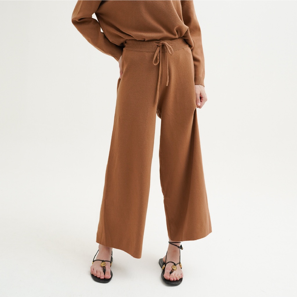 Queensland  Loose Knitted Pants Celana Kulot Panjang Wanita I31000099Q Coklat