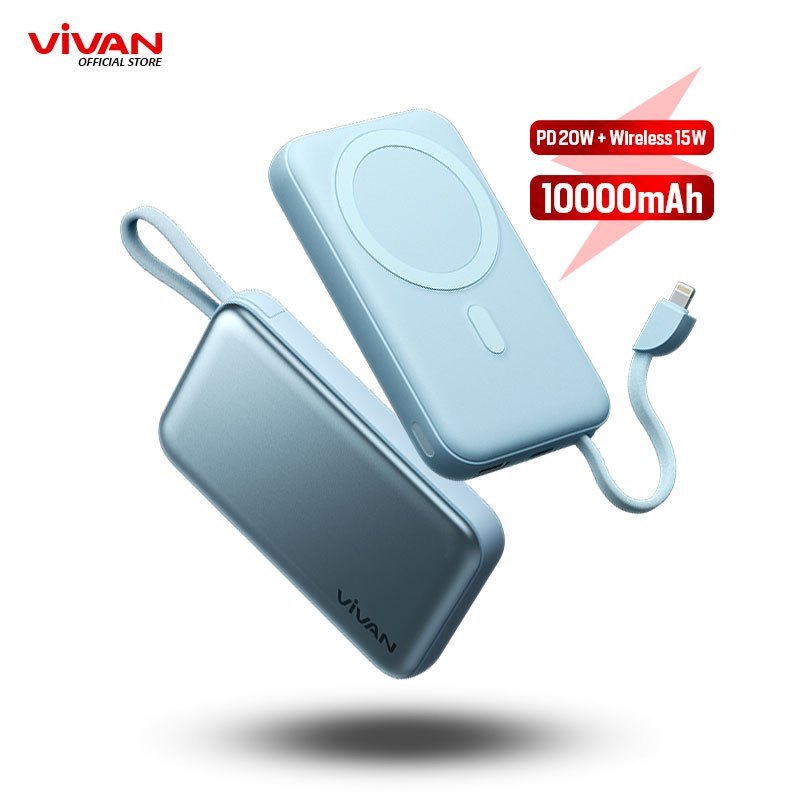 VIVAN Powerbank Magsafe 10000 mAh VPB-W13 Wireless Magnetic Lightning Fast Charging 20W QC3.0 PD - G