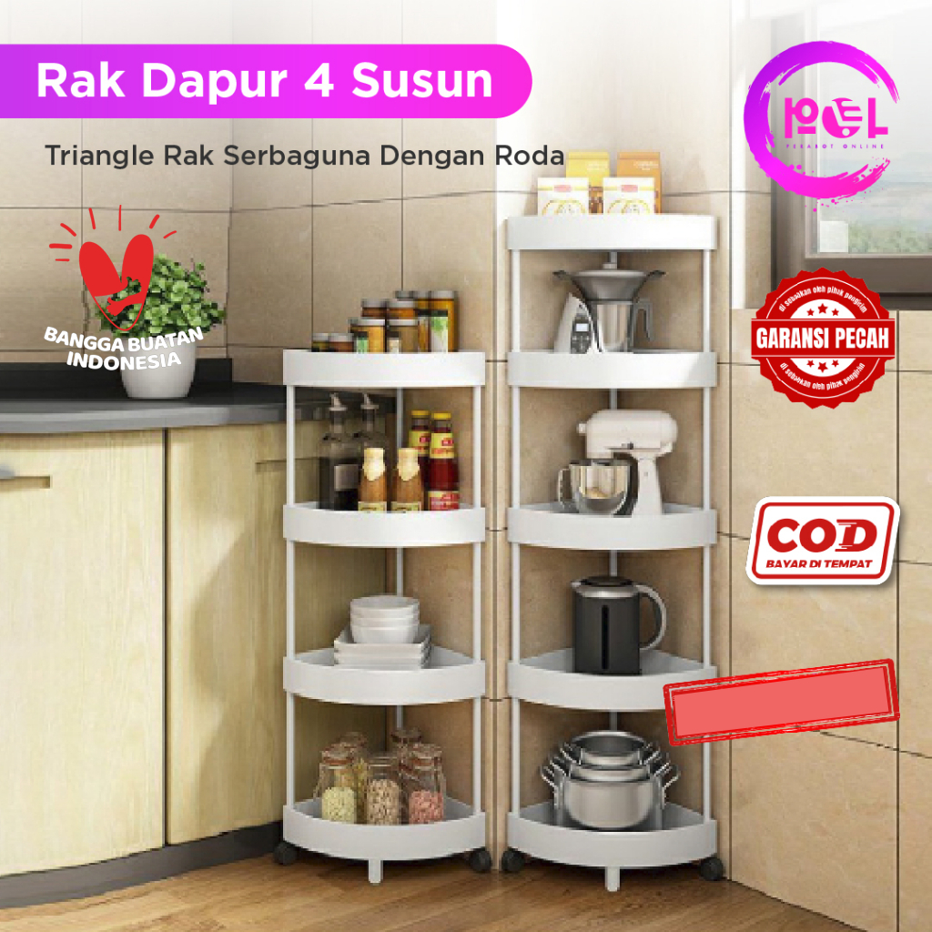 POL - Rak Sudut Dapur Yiyi Plastik 4 Susun