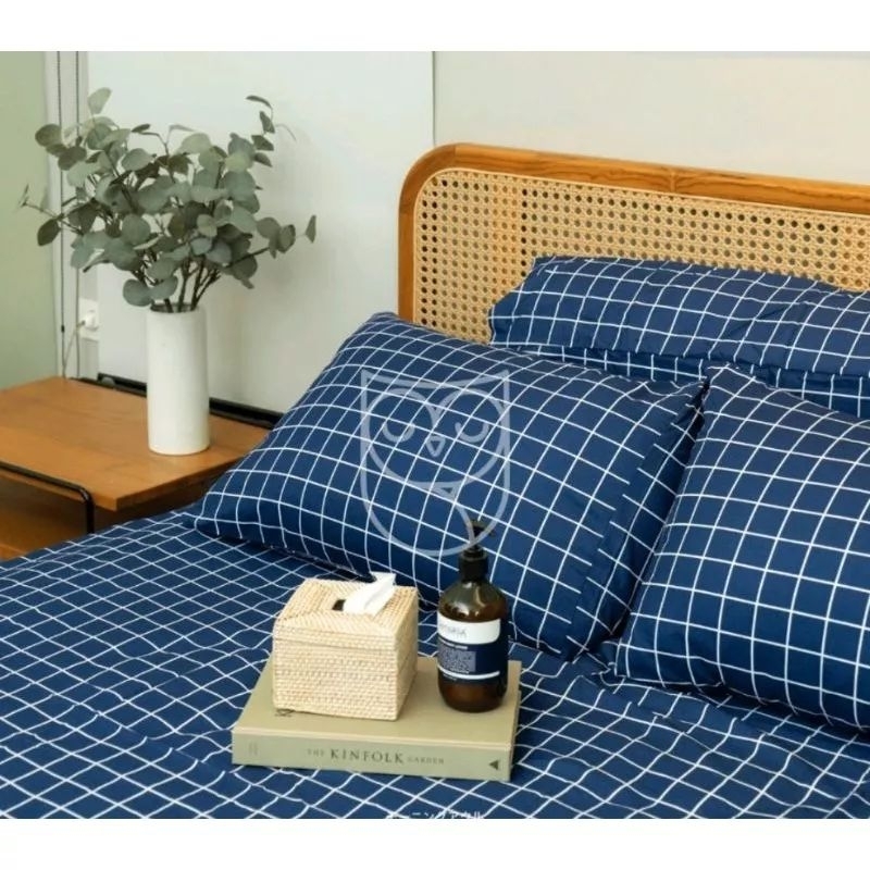 (TERMURAH/COD) sprei kotak kotak aesthetic warna biru || sprei kotak kotak biru viral