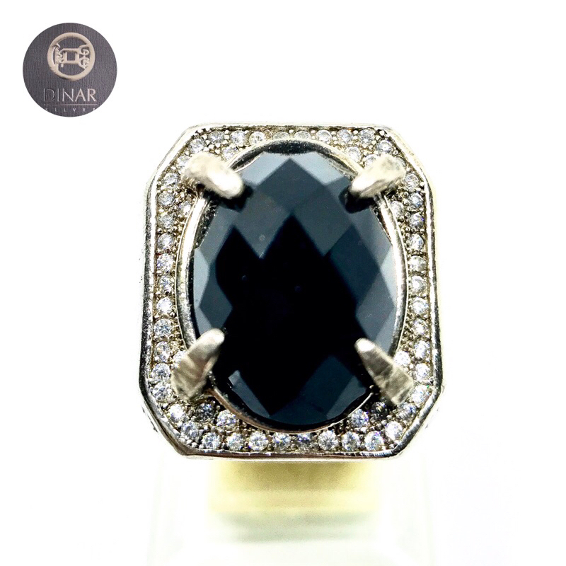 CINCiN PERAK PRIA BATU METEOR ASLI SILVER 925