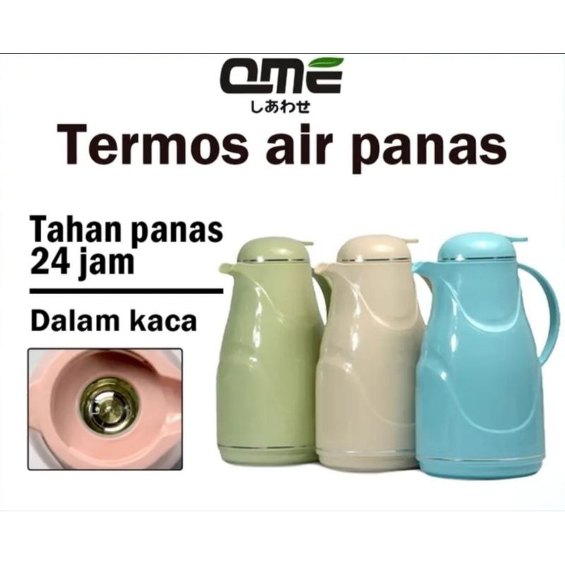 TERMOS AIR PANAS BAHAN KACA LUAR PLASTIK WATER JUG 1.3 LITER BESAR