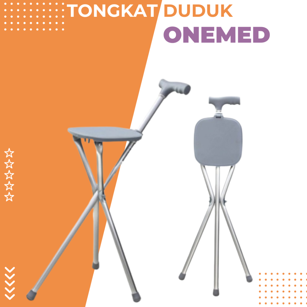 Tongkat + Tempat Duduk OneMed Alat Bantu Jalan / Tongkat Kursi Onemed Tongkat Duduk Tongkat Jalan