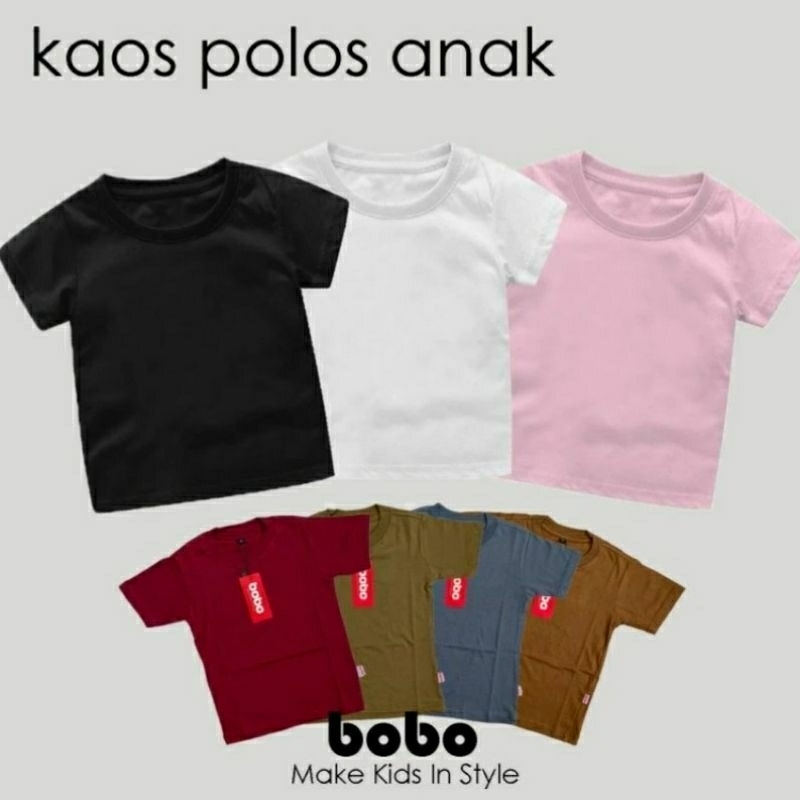 BAJU KAOS ANAK POLOS 1-7 TAHUN