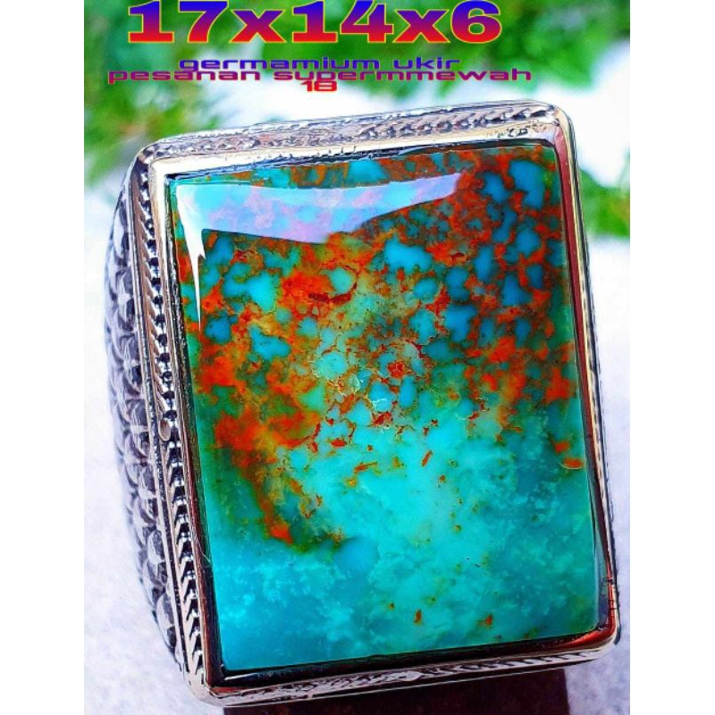 Pirus Persia Hijau Tosca Gradasi Super Serat Emas Merah Kotak Medium