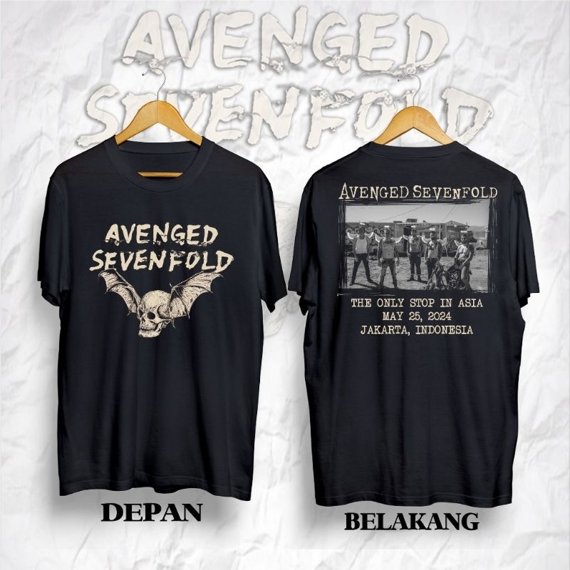 Kaos Distro AVENGED SEVENFOLD Tour 2024 Jakarta Kaos Band Kaos Musik Kaos Avenged Original Distro