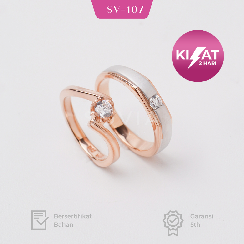 [KILAT 2 HARI] Sovia Jewelry Cincin Tunangan Cincin Nikah Couple Perak Desain SV-107