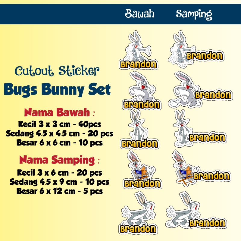 

sticker nama cutout bugs bunny