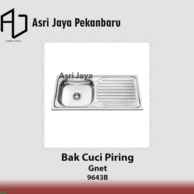 BCP GNET Bak Cuci Piring 9643A&B Stainless Sink 1 Lubang + Sayap / Wastafel