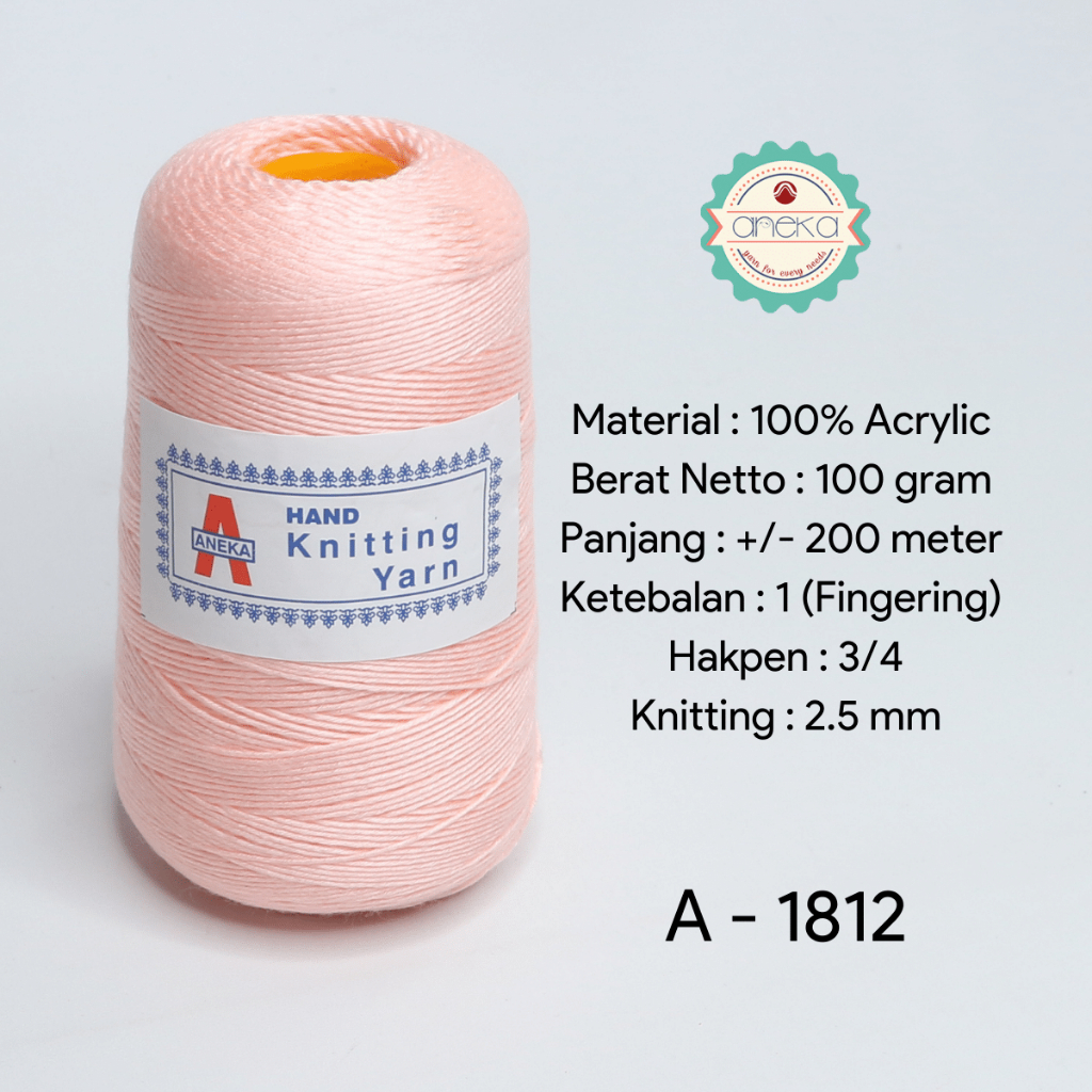 ANEKA - Benang Rajut Aneka / Acrylic Yarn - 1812 (Peach)