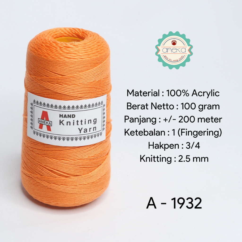 ANEKA - Benang Rajut Aneka / Acrylic Yarn - 1932 (Oranye)