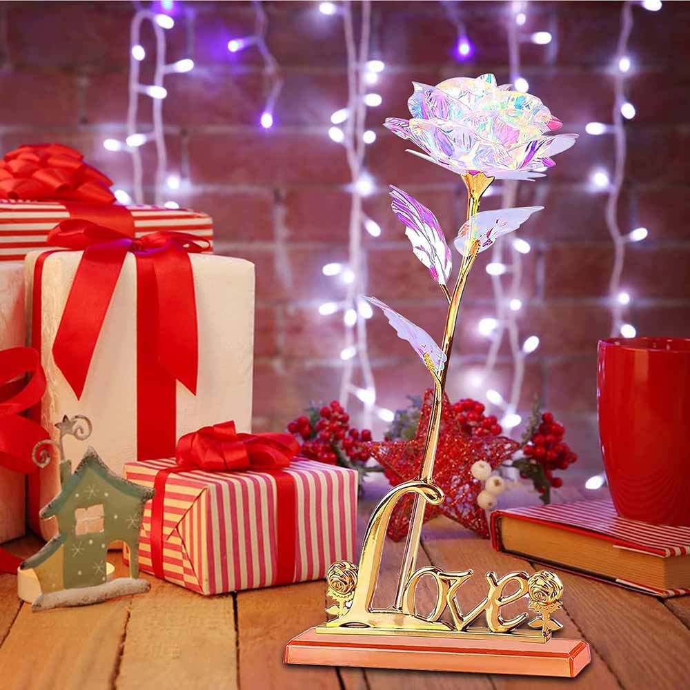 IUZHO Bunga Mawar Dekorasi Artificial Rose Gold Foil Rose with Holder - JZ-550 | Gift Box Kado Natal