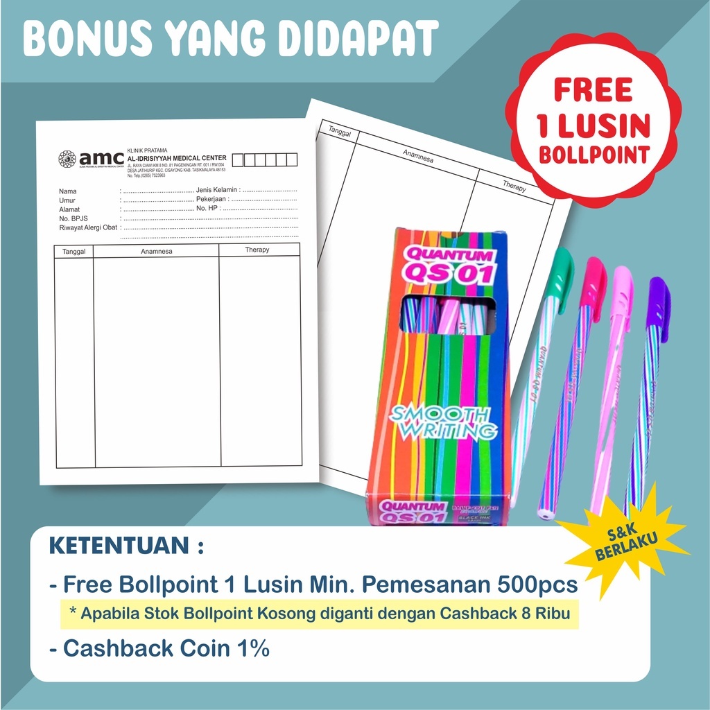 

KARTU REKAM MEDIS / KARTU STOCK / KARTU KB bebas CUSTOM UKURAN A5- FREE DESAIN