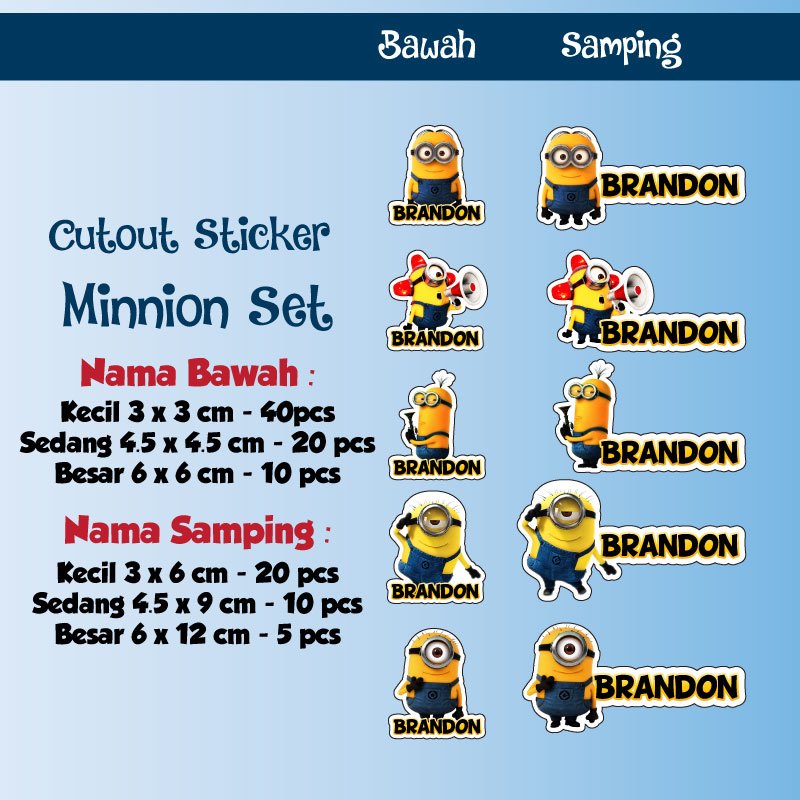 

sticker nama cutout minion