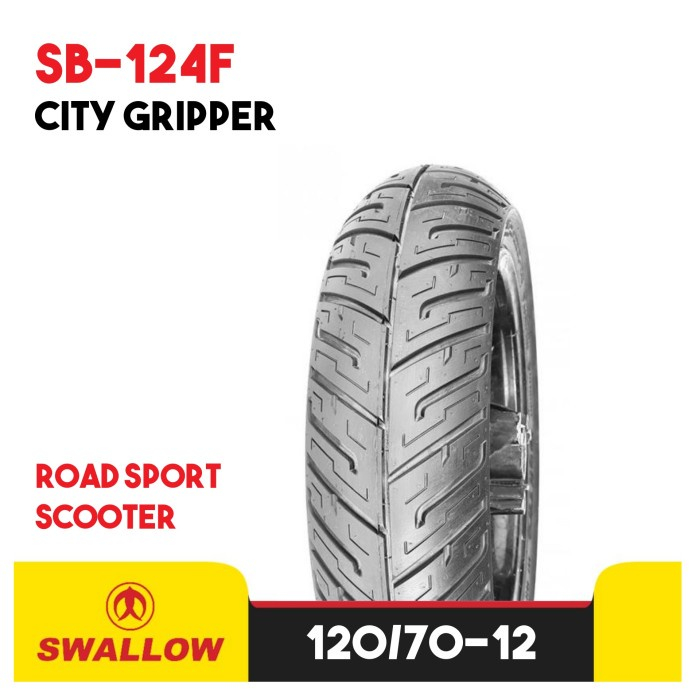Ban Motor Swallow SB-124 City Gripper Ukuran 120/70 130/70 Ring 12 Tubeless Medium Compound