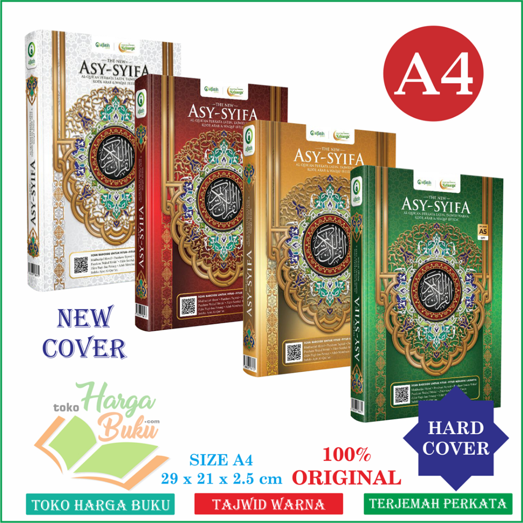 Foto Al-Quran Asy-Syifa Ukuran BESAR A4 HC Perkata Latin Tajwid Warna Rasm Usmani Penerbit Al-Fatih Quran