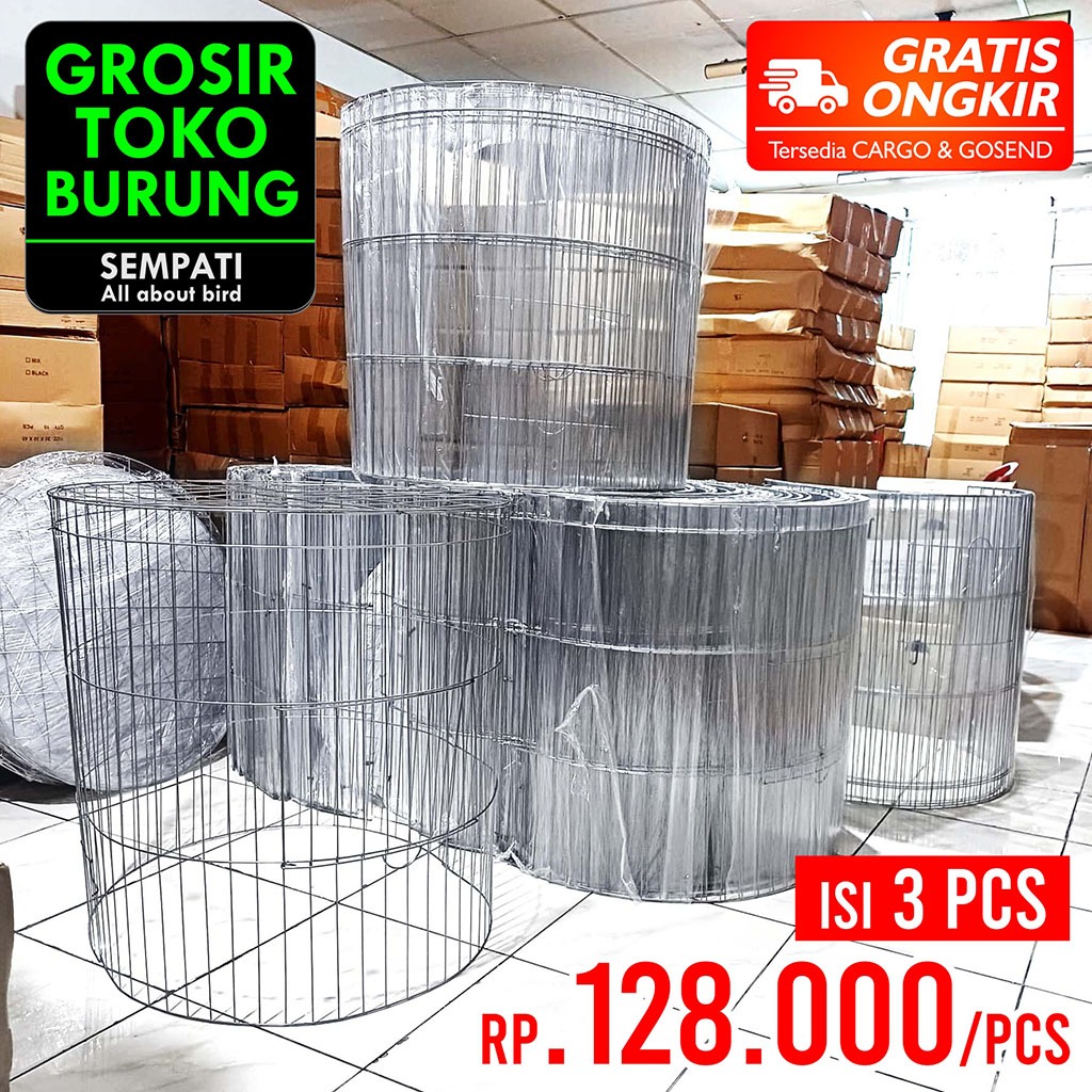 SEMPATI GROSIR Kandang Ayam Besi Gaber Geber 80×80 Kandang Ayam Bulat Isi 3 Pcs Sangkar Besi Kurunga