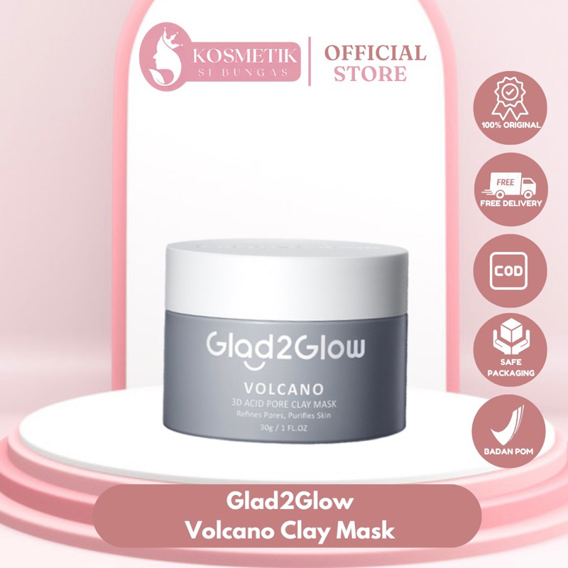 ❤️ KOSMETIKSIBUNGAS ❤️ Glad2glow Volcano Clay Mask Masker Komedo Deep Pores Cleansing Mud Mask 30g