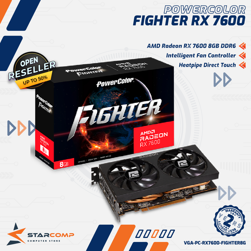 PowerColor RX 7600 8GB D6 Fighter VGA AMD Radeon RX7600 8GB GDDR6