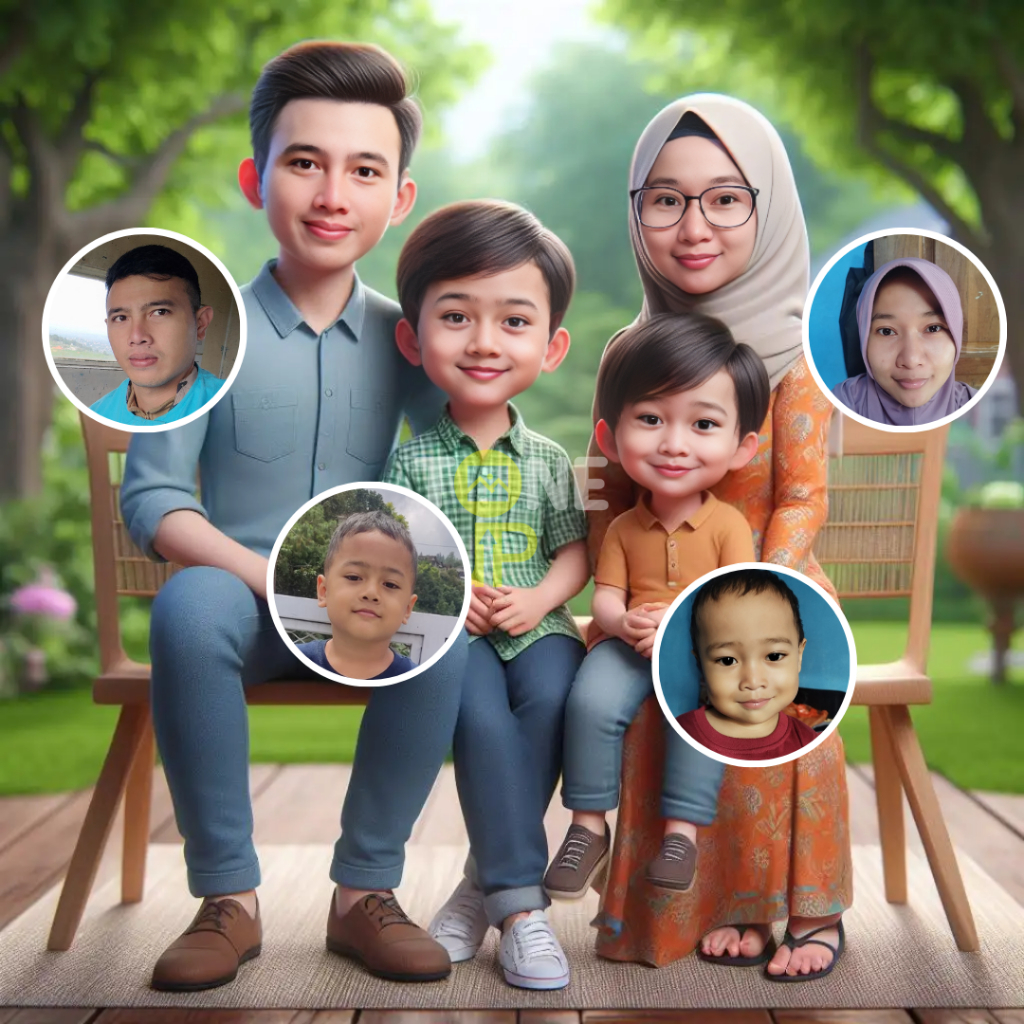 Jasa Edit Foto Keluarga Karikatur 3D/4D dengan Ai - Pilih Template dan Bisa Custom By Request