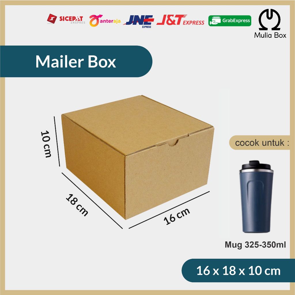 

Kardus Packing Mailer Box 16 x 18 x 10 cm Corrugated Die Cut Karton Kecil Polos Mug Gelas Tumbler