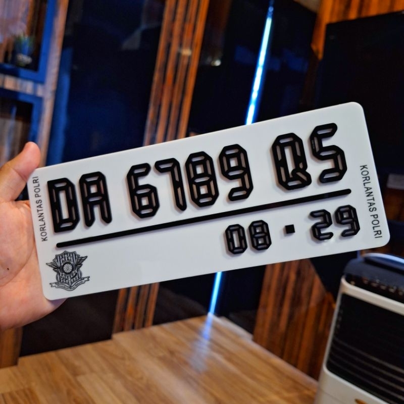 plat motor angka digital 3D timbul