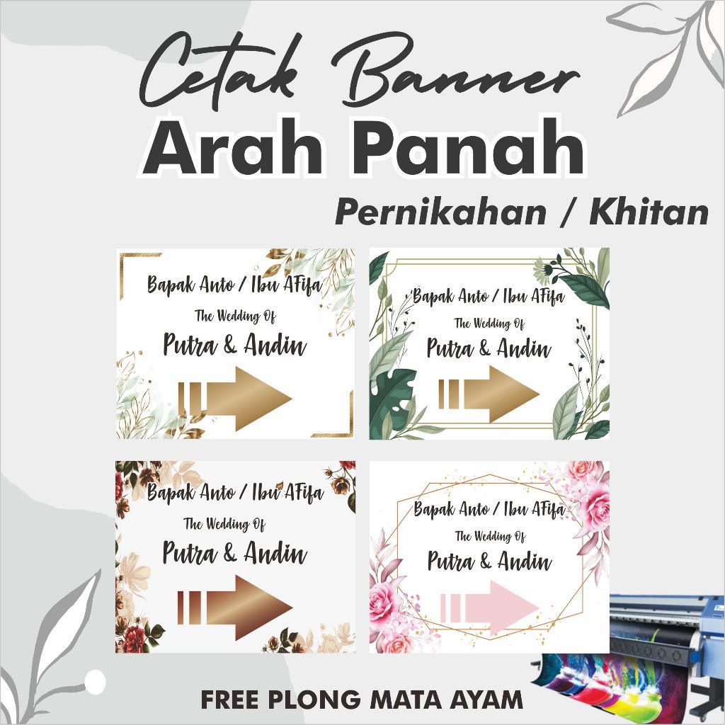 Cetak Banner Arah Panah Pernikahan Custom/ Banner Petunjuk Arah Wedding