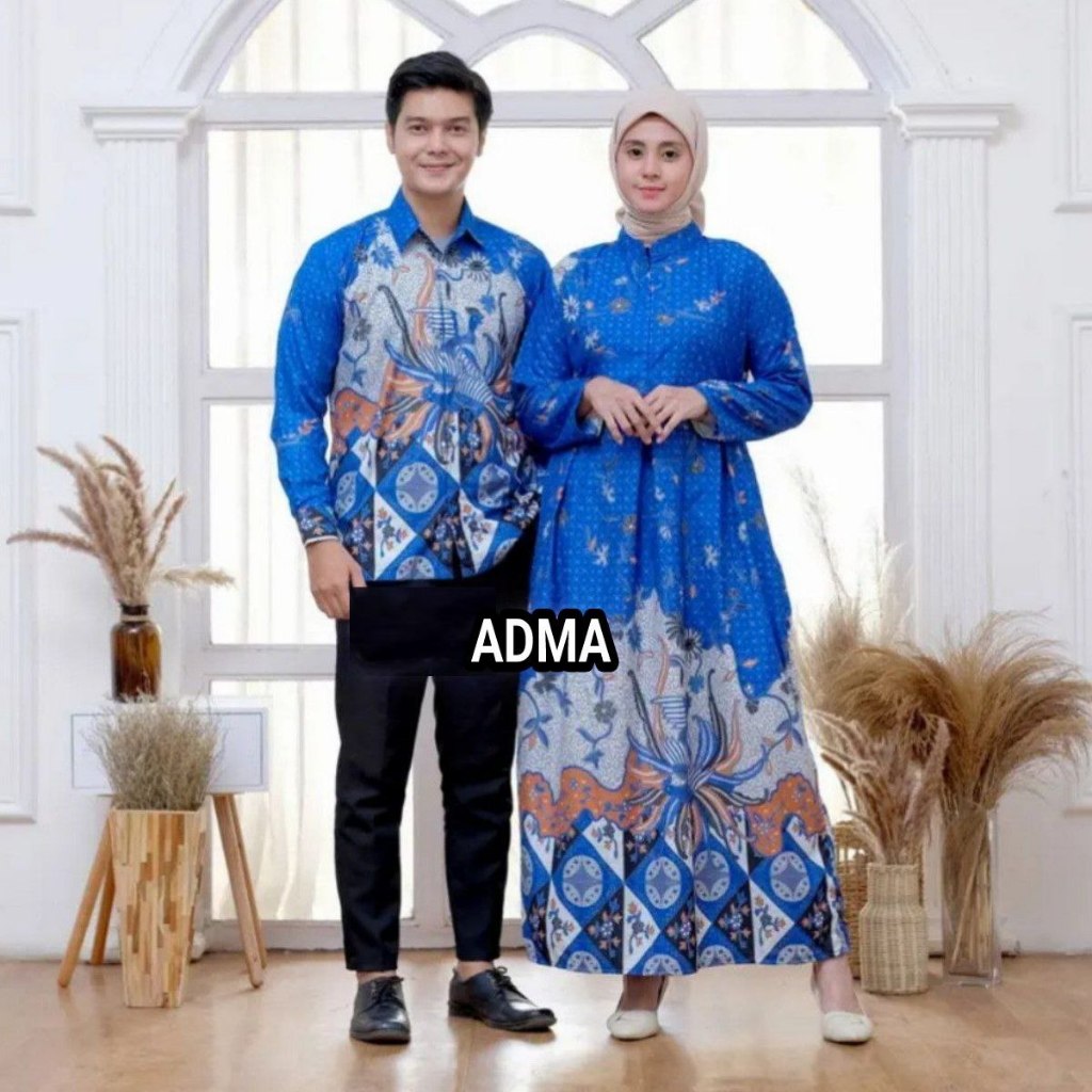 Terlaris Baju Batik Couple Kondangan Pasangan Modern Seragam Batik Pesta Pernikahan Gamis Wanita Kem