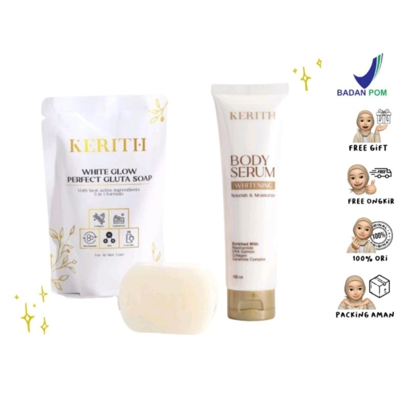DAPAT 2 BODY CREAM KERITH BODY LOTION WHITENING SALMON DNA SABUN KERITH WHITE GLOW PERFECT GLUTA