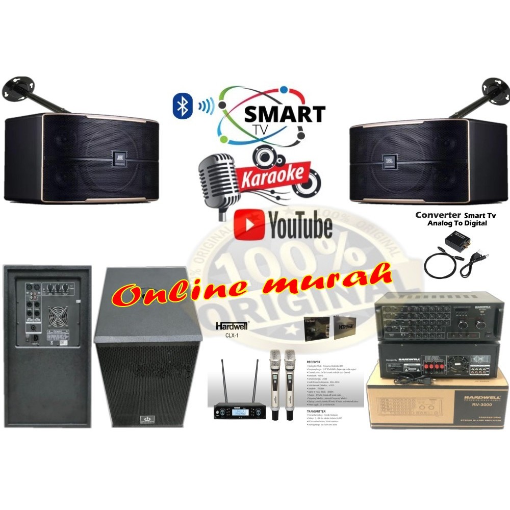 paket karaoke smart tv youtube + subwoofer jbl pasion 10 subwoofer