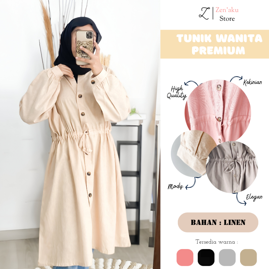 TUNIK WANITA DEWASA REMAJA LINEN TERBARU KEKINIAN BUSUI PREMIUM POLOS SIMPLE MEWAH ELEGAN