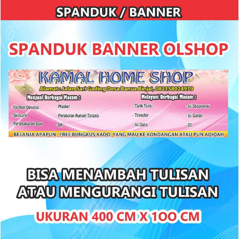 Cetak Spanduk/Cetak Banner/Backdrop,Jualan Olshop,Toko Fashion,Costum