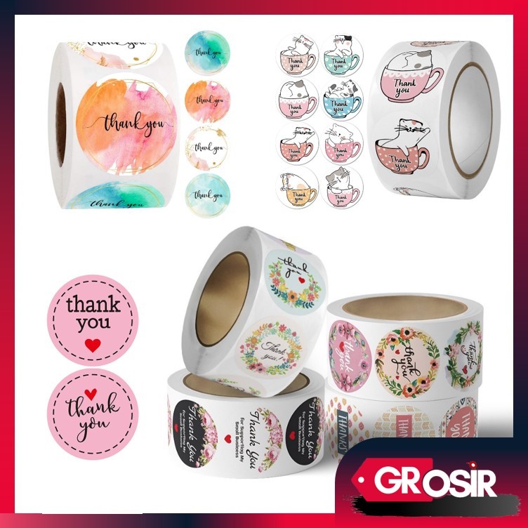 

Grosir - 5195 Stiker Thank You / Label Thankyou / 1 Roll Sticker Thank You Isi 500 Pcs / Tempelan