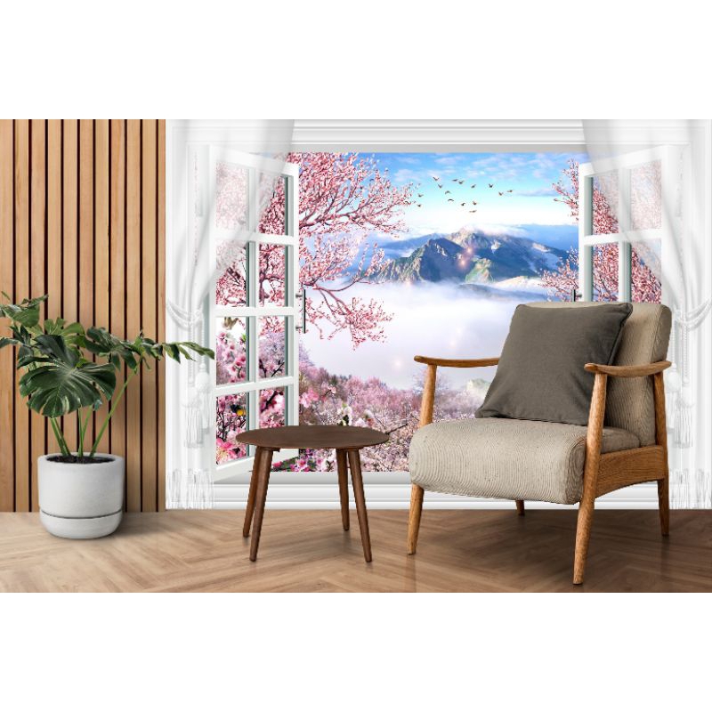 TERLARIS Wallpaper Dinding 3D custom Jendela Pemandangan Alam elegant, Wallpaper dinding visual 3D t