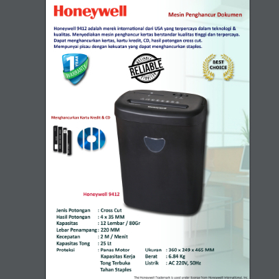 Penghancur kertas HONEYWELL 9412