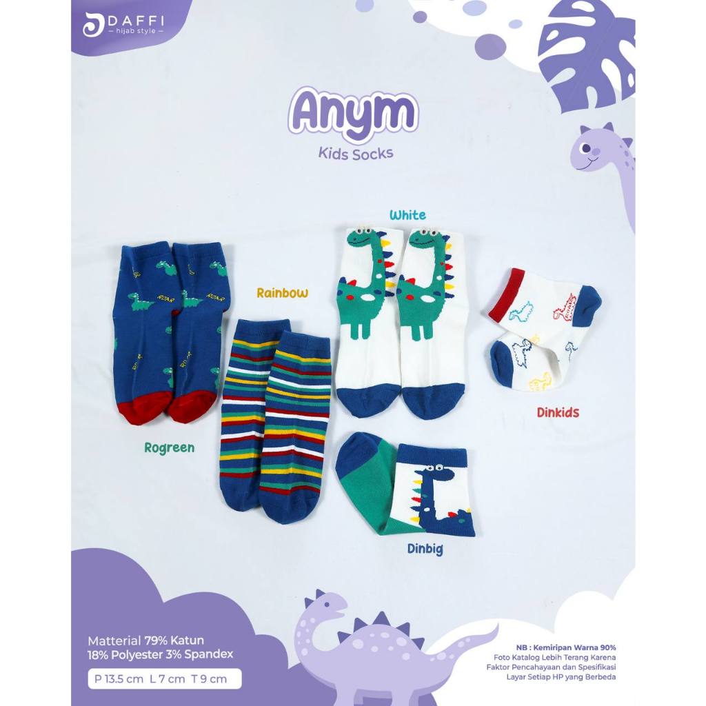 ❤️ ALREHANSTORE ❤️ Kaos Kaki Anym &amp; Flow Kids Socks Daffi kaos kaki anak berkualitas ORI Daffi