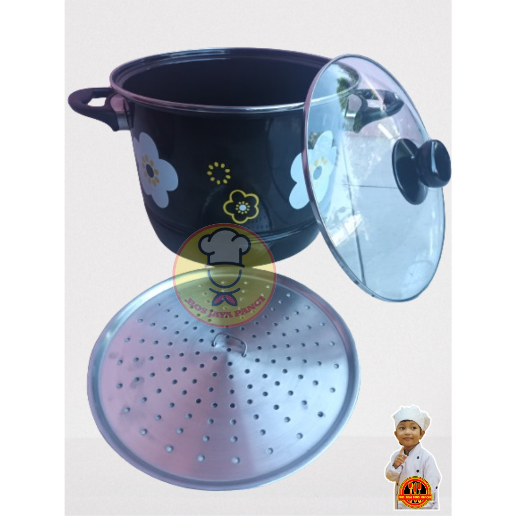 Panci Kukus Enamel 26 cm,  Stockpot Steamer 26 cm sakura,  Dutch oven besar, Panci Enamel, panci Mar