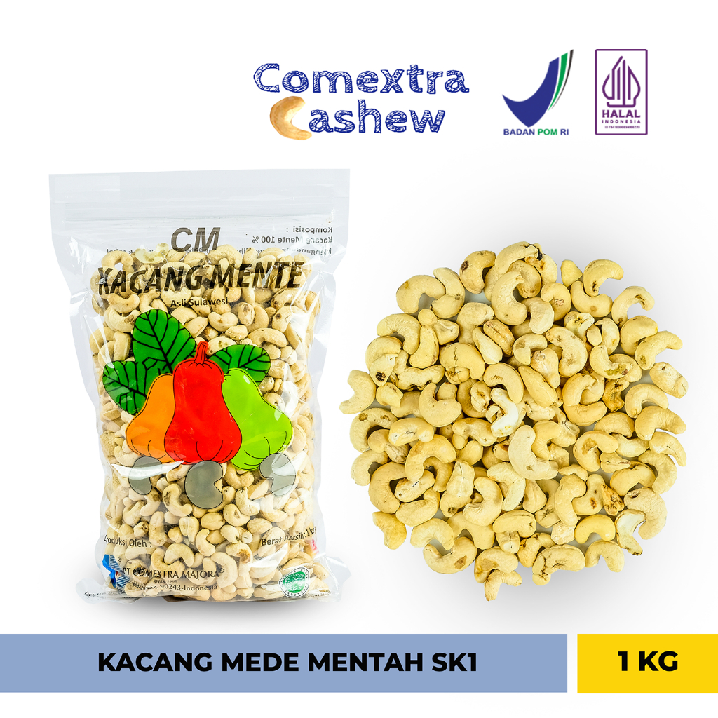 

Kacang Mede Comextra Mentah SK1 1 Kg - Sulawesi Cashew Kacang Mente / Mete - SK1