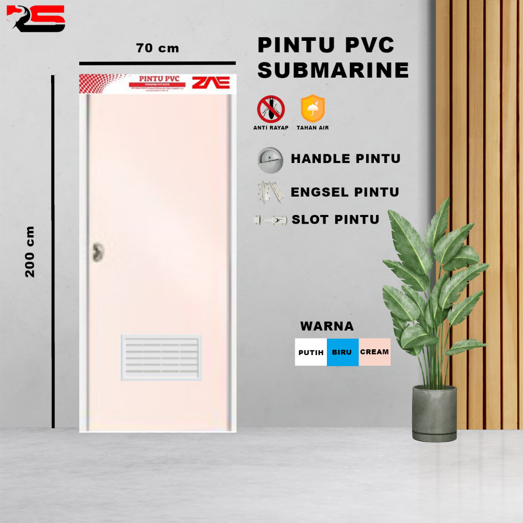 PINTU PVC ZAE | PINTU PLASTIK KAMAR MANDI MINIMALIS