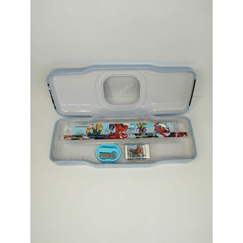 

kotak pensil set / tempat pensil set pensil, penggaris, rautan, penghapus