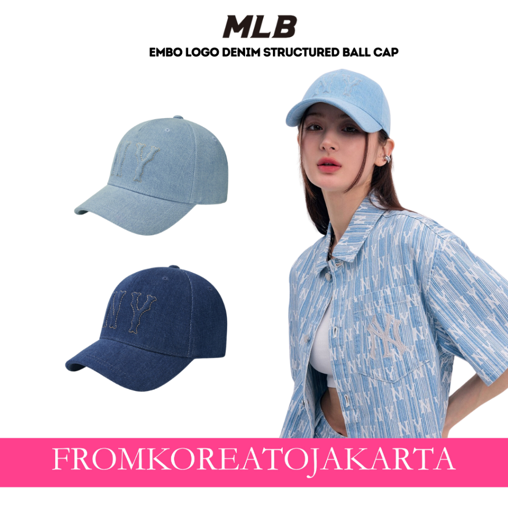 MLB Embo Logo Denim Structured Ball Cap