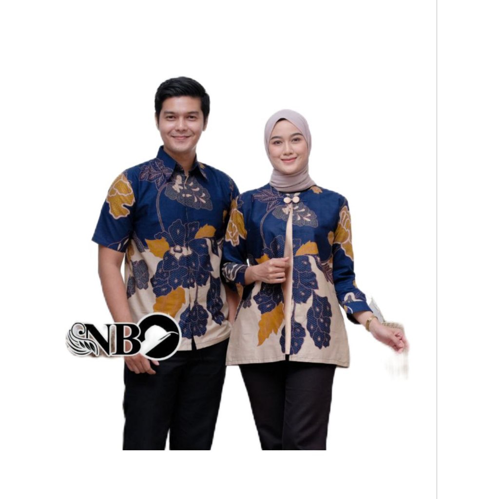 COUPLE Atasan BajuBatik Pria Wanita Biasa Kerja Kombinasi Model BOLERO Motif MAWAR